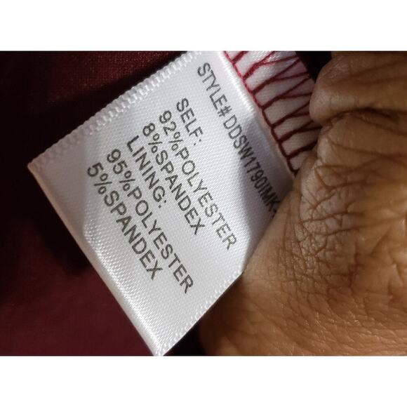 House of Wallace Bodycon Dress Women's Large Red Stretch Back Zip Square Neck - Picture 7 of 14